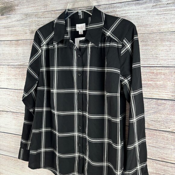 Isabel by Ingrid and Isabel Button Down Checked Long Sleeve Shirt Women's S - Picture 2 of 13